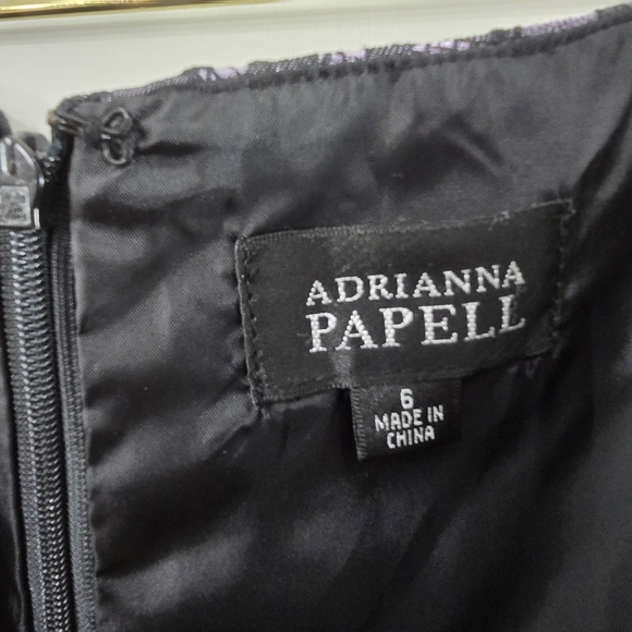 Adrianna Papell Old Hollywood Glamor Lace Print Sleeveless Ruched Sheath Dress 6 - Picture 4 of 13